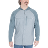 Men's Outdoor Hybrid Hoodie Blue Heather front on model
