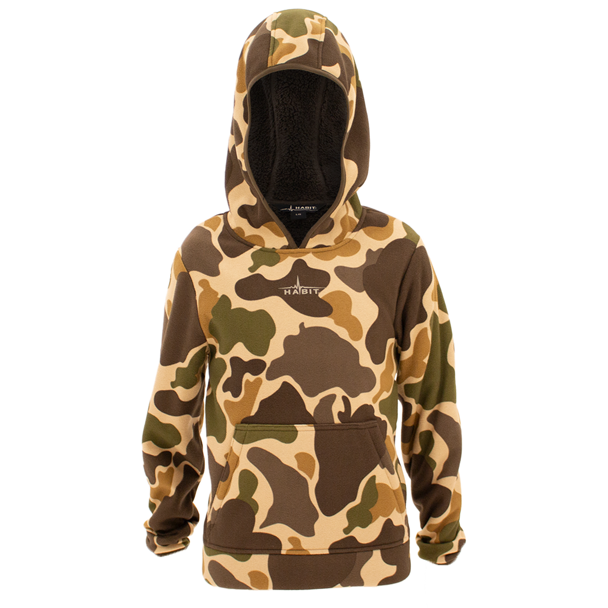 Youth Bowstring Sherpa Hoodie Woodland Vintage Wren Front