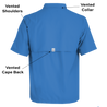Men's Flushing Bay Short Sleeve Fishing Shirt Marlin Blue back features