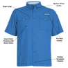 Men's Flushing Bay Short Sleeve Fishing Shirt Marlin Blue Front Features