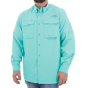 Men's Flushing Bay Long Sleeve Fishing Shirt Barbados Beach front on model