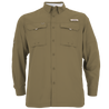 Men's Flushing Bay Long Sleeve Fishing Shirt Deep Lichen Green Front on form