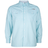 Men's Flushing Bay Long Sleeve Fishing Shirt Inshore Plaid Limpet Shell front on form