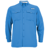 Men's Flushing Bay Long Sleeve Fishing Shirt Marlin Blue front on form
