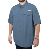 Men's Trappers Cabin Hybrid Short Sleeve Fishing Shirt Ensign Blue front on model