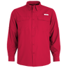 Men's Trappers Cabin Hybrid Long Sleeve Fishing Shirt Brick Red Front on form