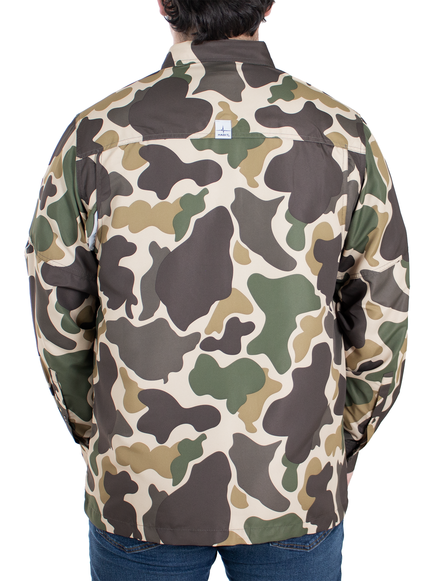 Men's Woodland Vintage Camo Long Sleeve Fishing Shirt
