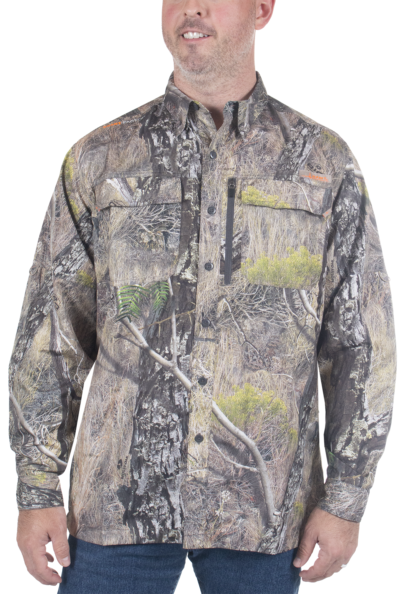 Mossy Oak Vintage Camo Break-Up Woodland Camouflage Button Down Long Sleeve  Hunting Shirt - XL Mossy Oak Bottomland, image size:1370x2000