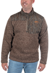 Men's Crater Valley Sweater Fleece Quarter Zip Jacket Mossy Oak New Bottomland Front on model view