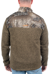 Men's Crater Valley Sweater Fleece Quarter Zip Jacket Realtree Excape Back on model