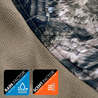 Men's Red Cedar Lake Hybrid Puffer Vest outside fabric with Rain-Factor Water Repellent and Scent-Factor logos