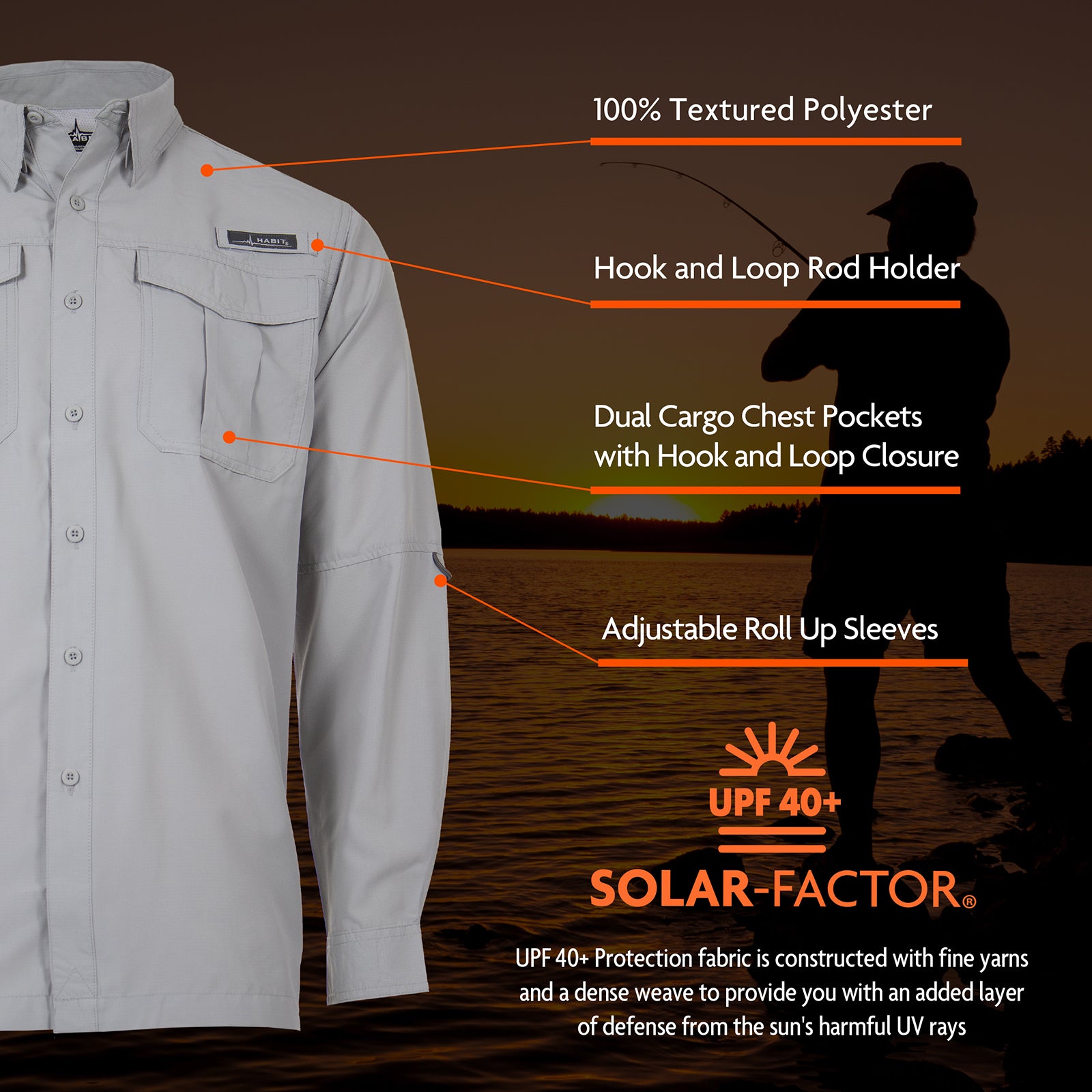 fishing shirt rod holder Men's Long Sleeve River Guide Fishing Shirt