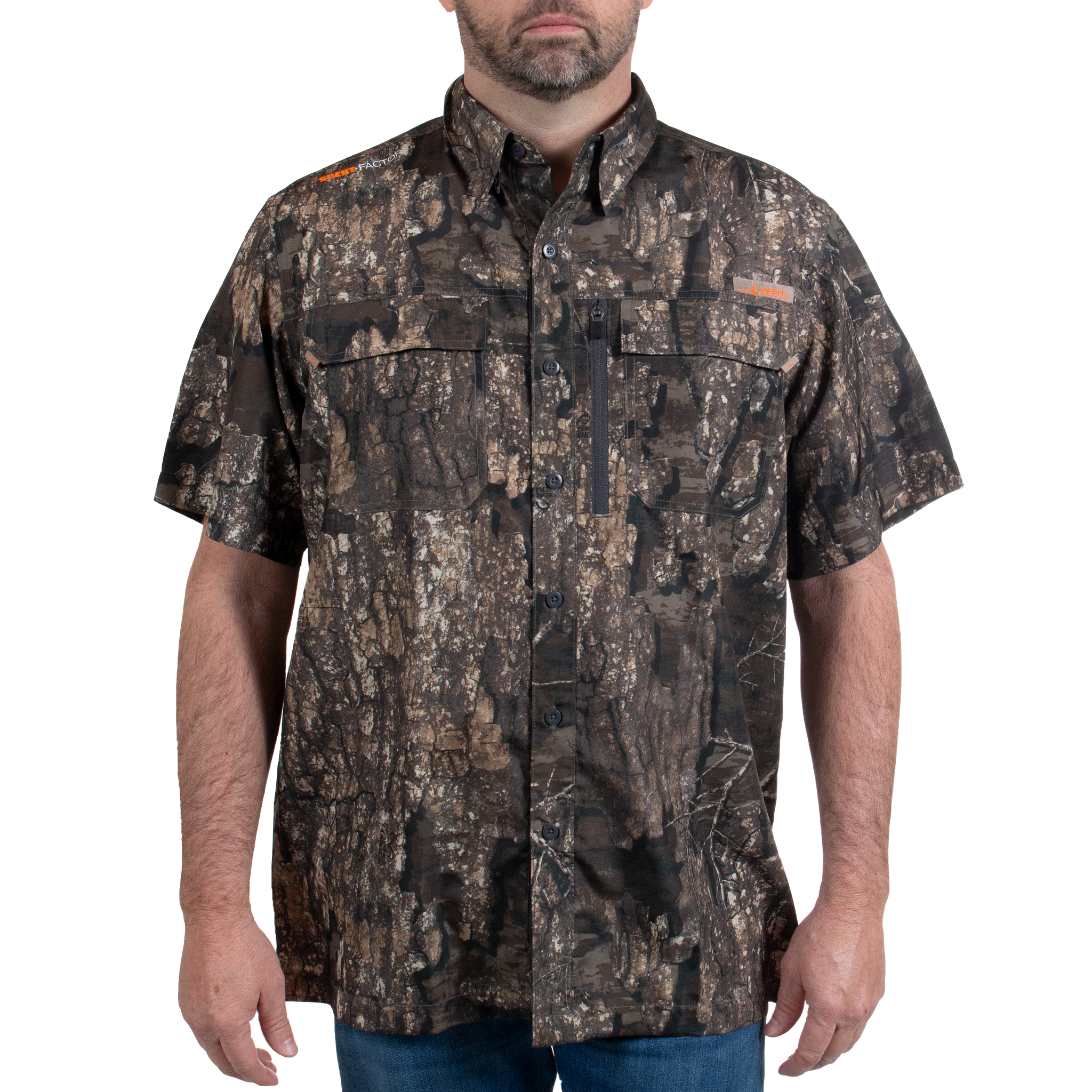 Men's Hatcher Pass Short Sleeve Camo Guide Shirt - Realtree Timber Front