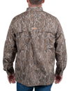 Men's Hatcher Pass Long Sleeve Camo Guide Shirt Mossy Oak New Bottomland back on model