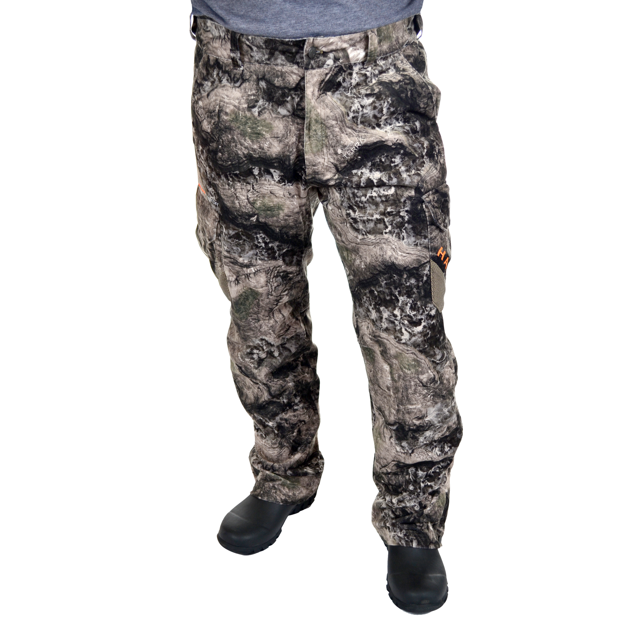 Men's Ripley Trail Stretch Waterproof Pant Mossy Oak Terra Coyote front on model